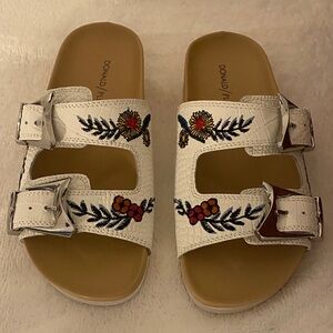 Donald Pliner Floral Embroidered White Sandals